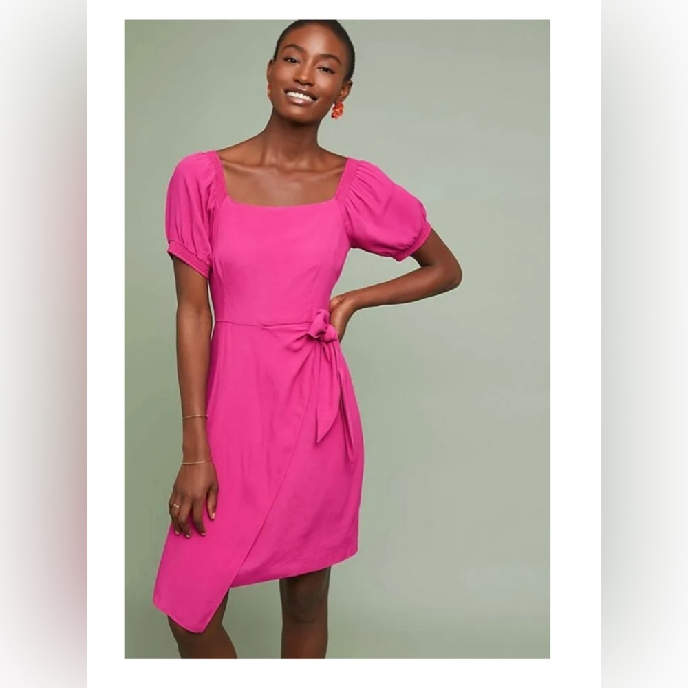 NWT ANTHROPOLOGIE RESORT WRAP DRESS BY MAEVE RASPBERRY Pink SIZE US 10